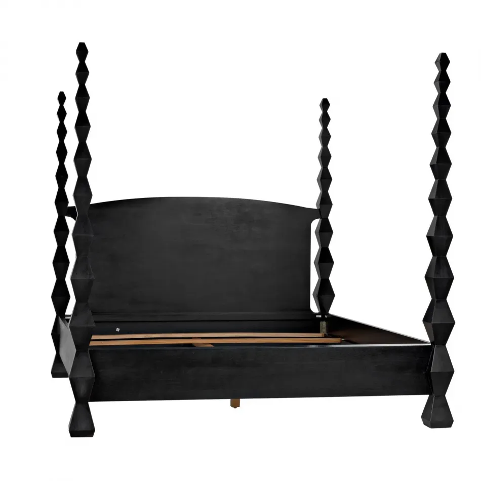 Brancusi Bed, Eastern King, Hand Rubbed Black