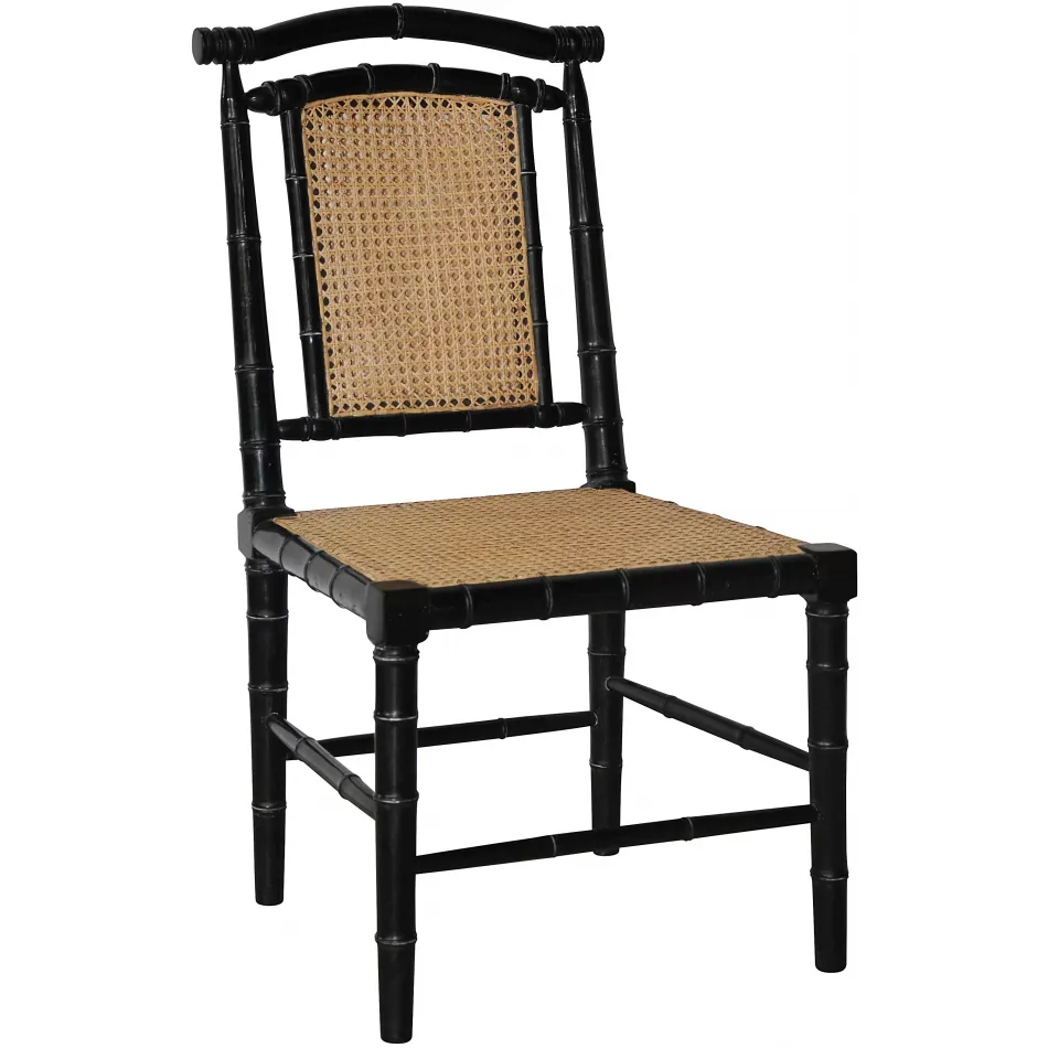 Colonial Bamboo Side Chair, Hand Rubbed Black