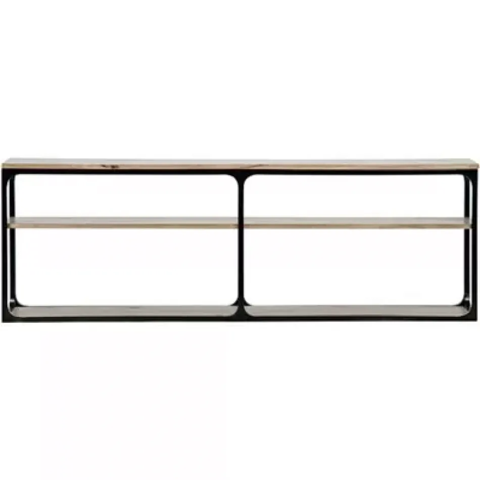 Qs Large Novie Console with Black Metal, Walnut