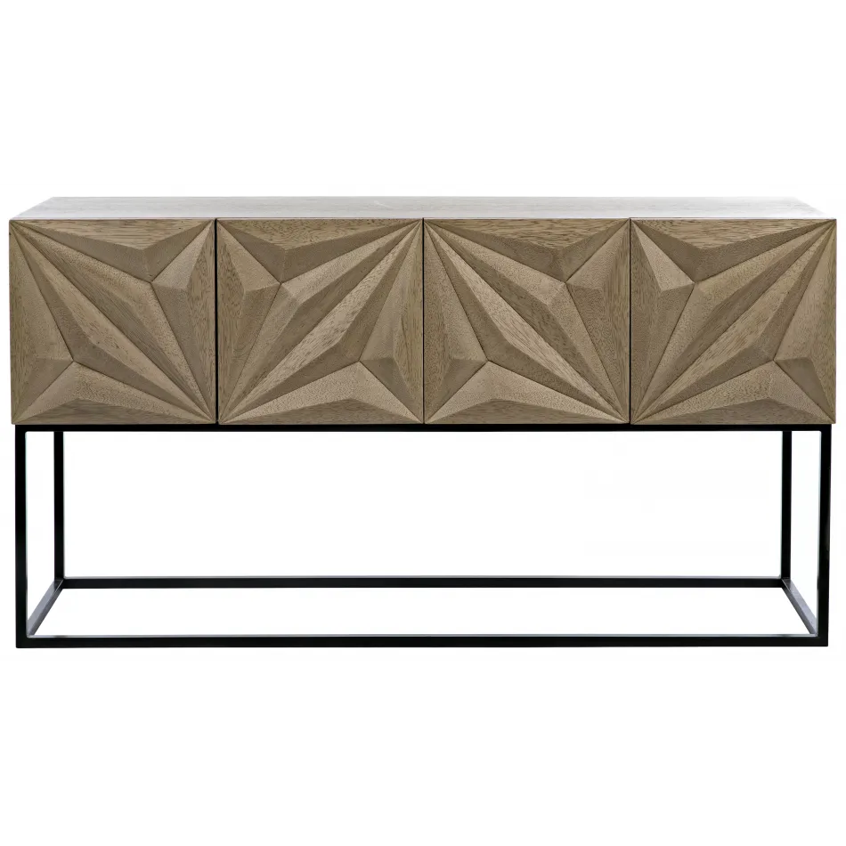 Zurich Console, Bleached Walnut with Metal