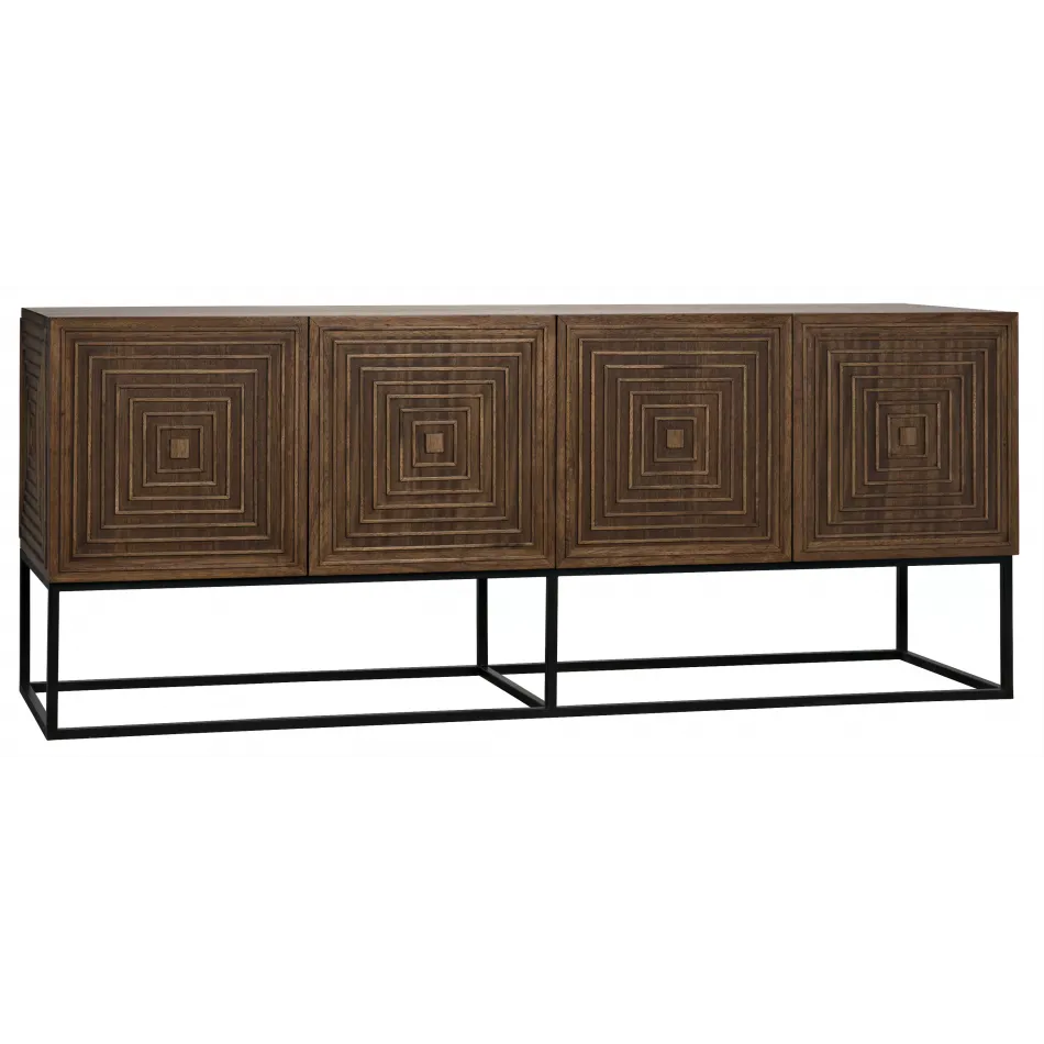 Lanon Sideboard with Metal Base, Dark Walnut