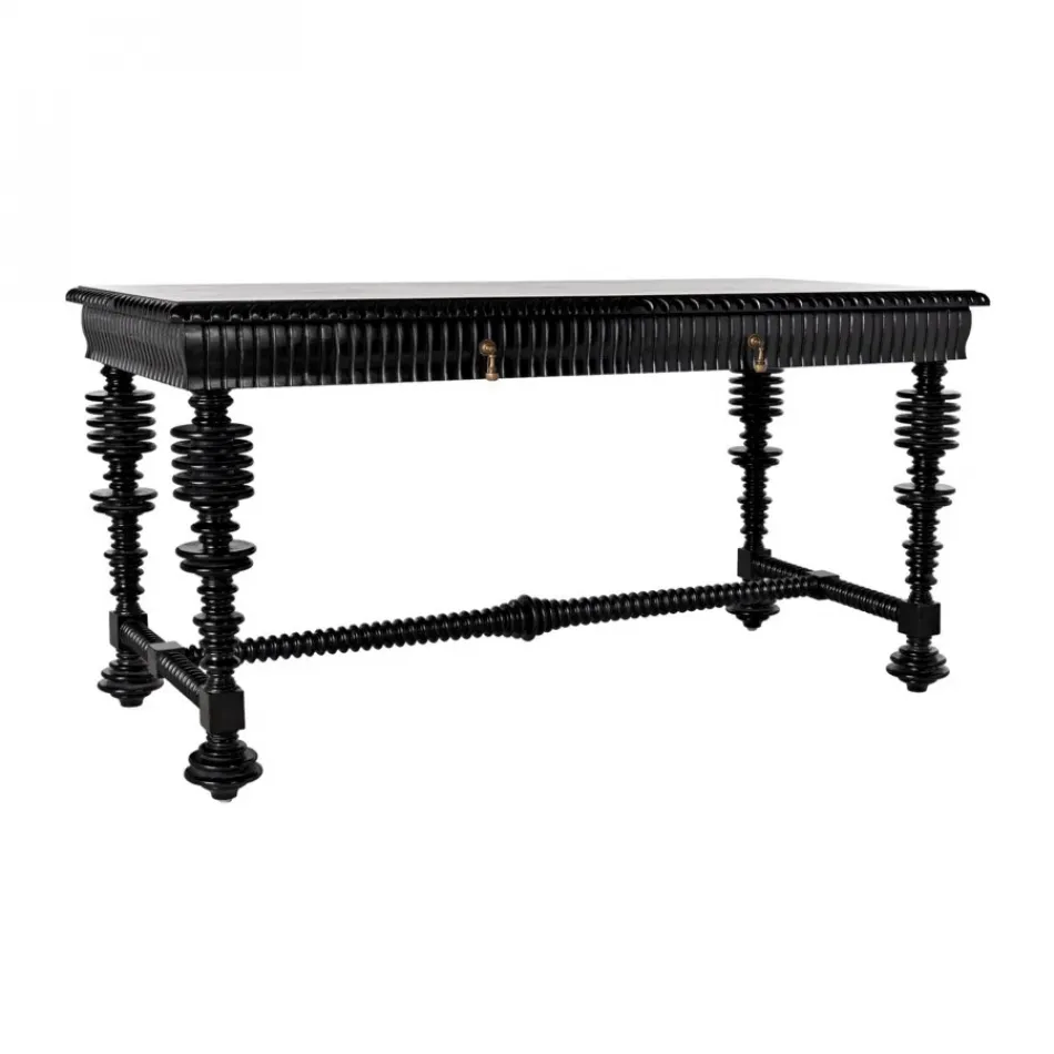 Portuguese Desk, Small, 60", Hand Rubbed Black