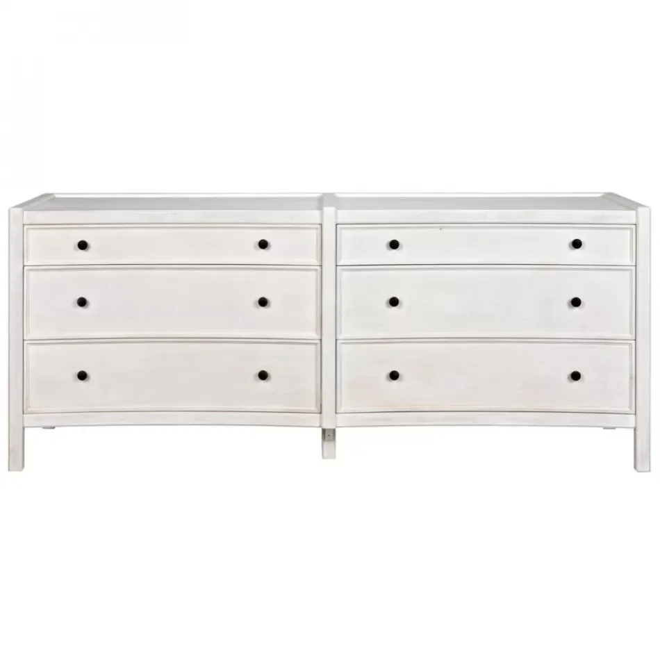 Hampton 6 Drawer Dresser, White Wash