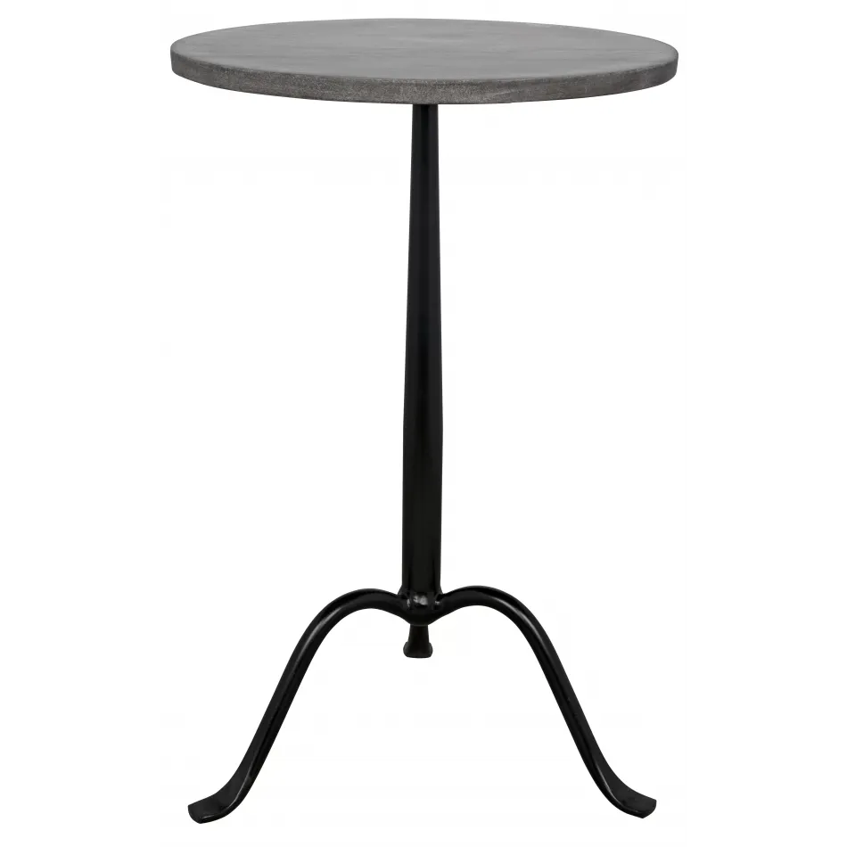 Cosmopolitan Side Table, Black Metal with Marble