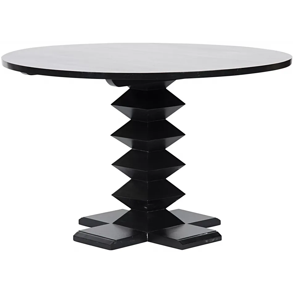 Zig-Zag Base Dining Table, 48", Hand Rubbed Black