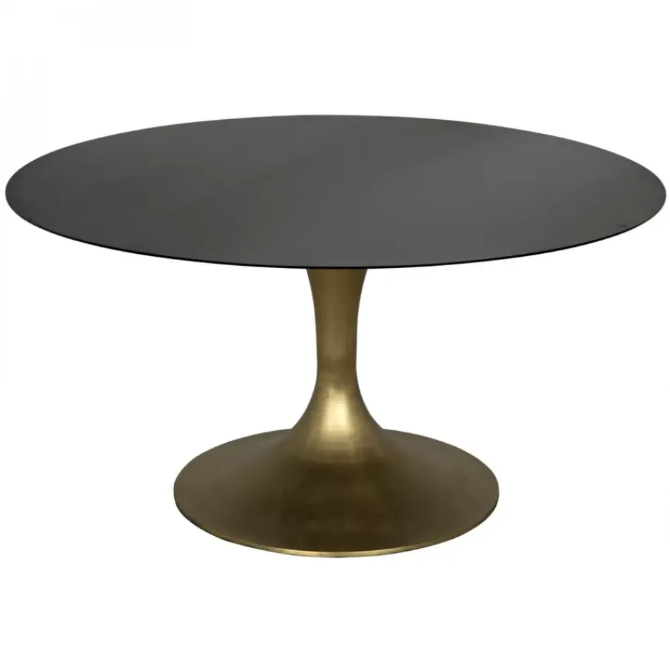 Herno Table, Antique Brass, Black Stone