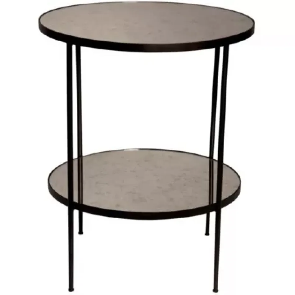Qs Anna Side Table, Black Metal with Antique Glass