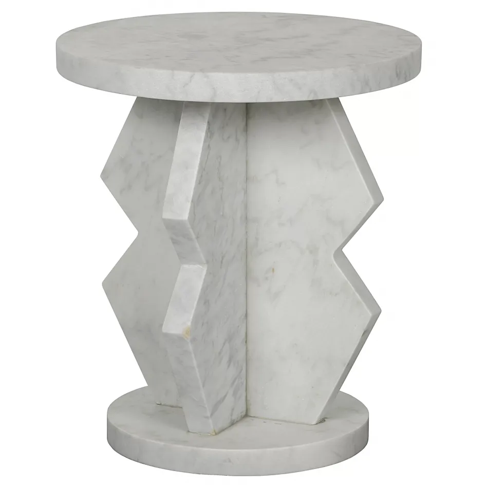 Belasco Side Table, White Marble