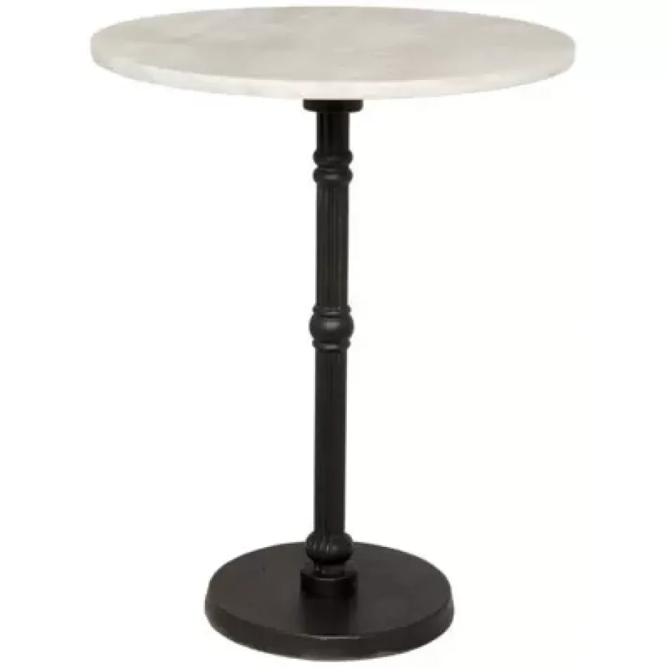 Antonie Side Table, Black Metal with White Stone