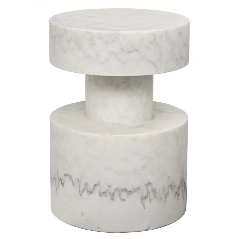 Mamud Side Table, White Stone