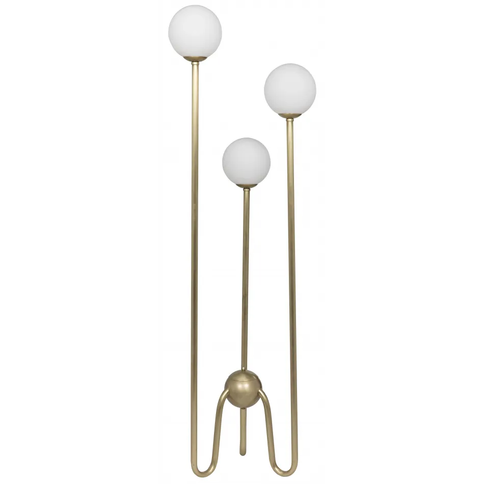 Seafield Floor Lamp, Antique Brass, Metal and Glass