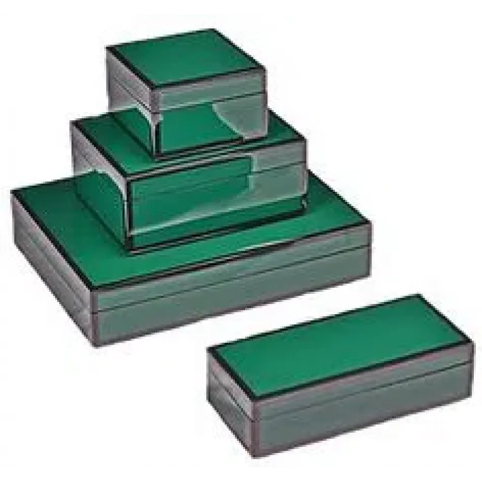 Lacquer Forest Green/Black Trim Playing Card Box 6.5" x 4.5" x 1.5"H