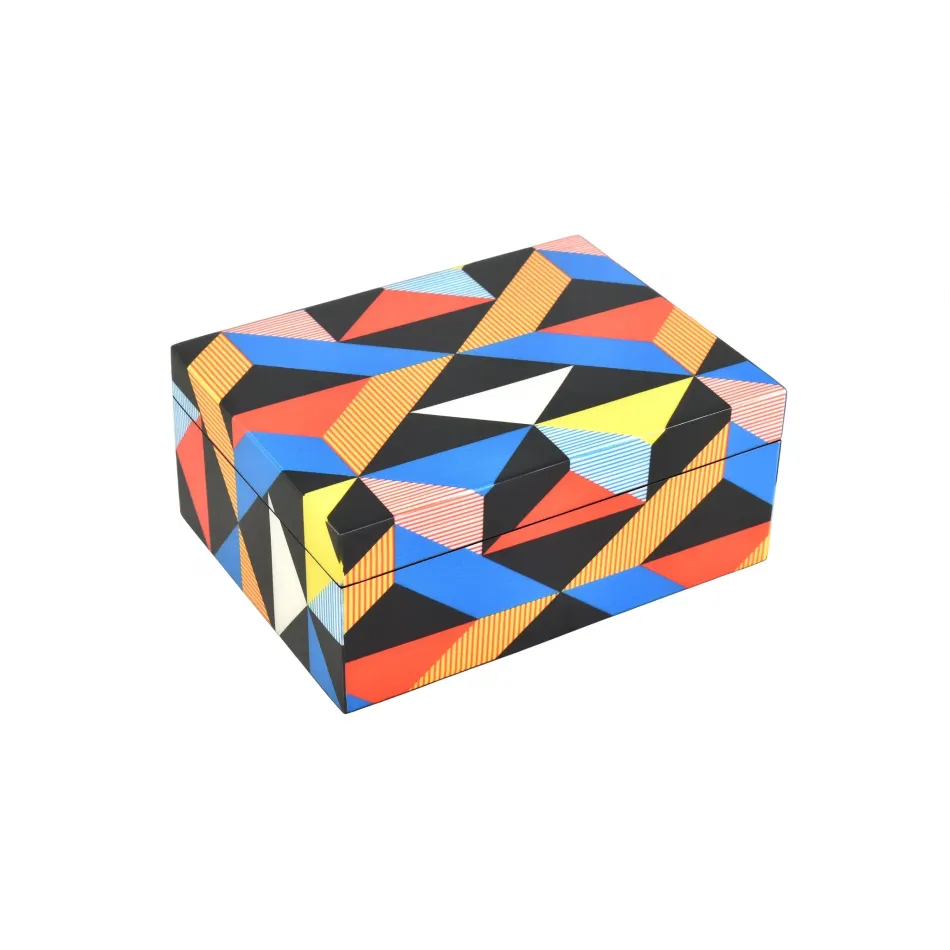 Lacquer Geometric Medium Box 8" x 6" x 3.5"H