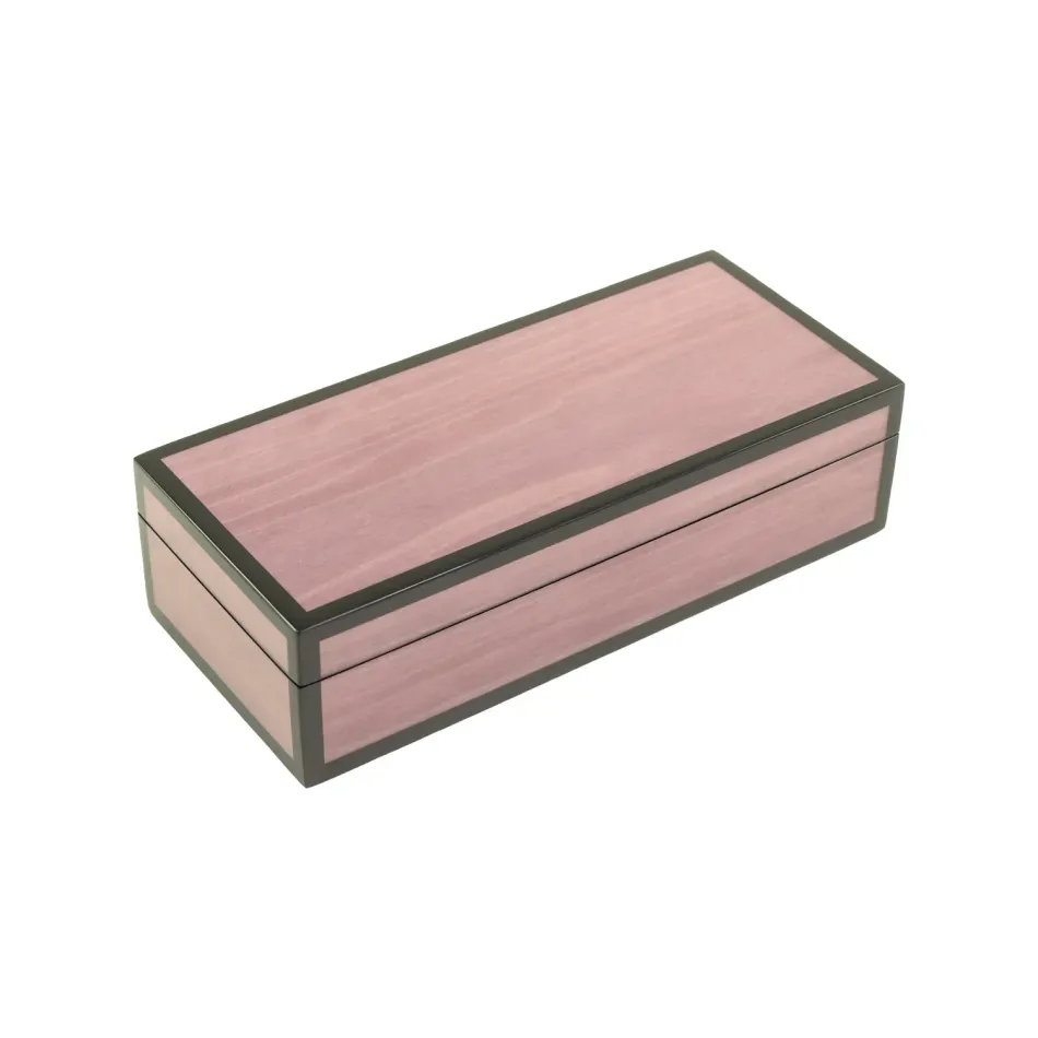 Lacquer Purple Tulipwood/Black Pencil Box 9" x 4" x 2.5"H