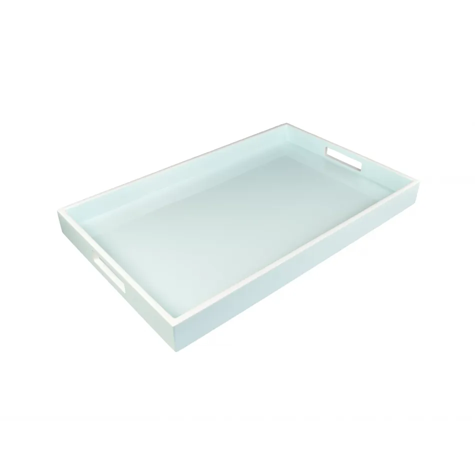 Lacquer Duck Egg Blue/White Breakfast Tray 14" x 22" x 2"H