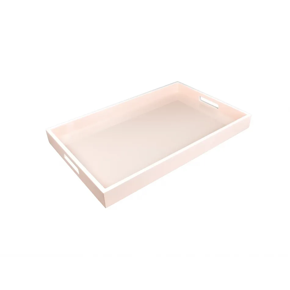 Lacquer Paris Pink/White Trim Breakfast Tray 14" x 22" x 2"H