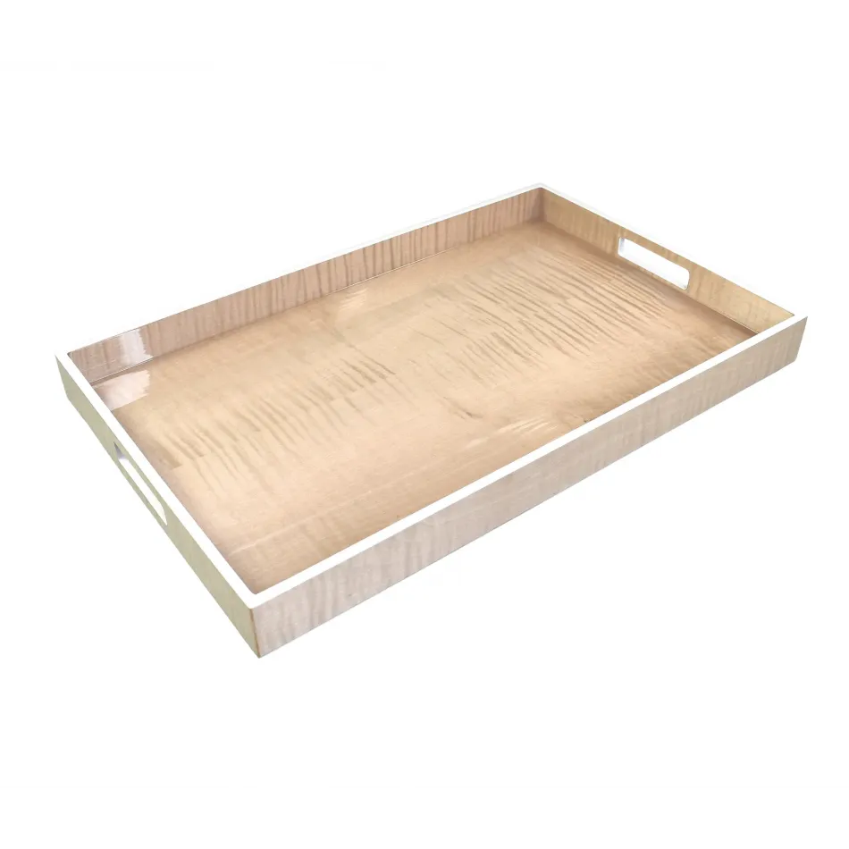 Lacquer Sycamore with Silver Dollar Trim Breakfast Tray 14" x 22" x 2"H