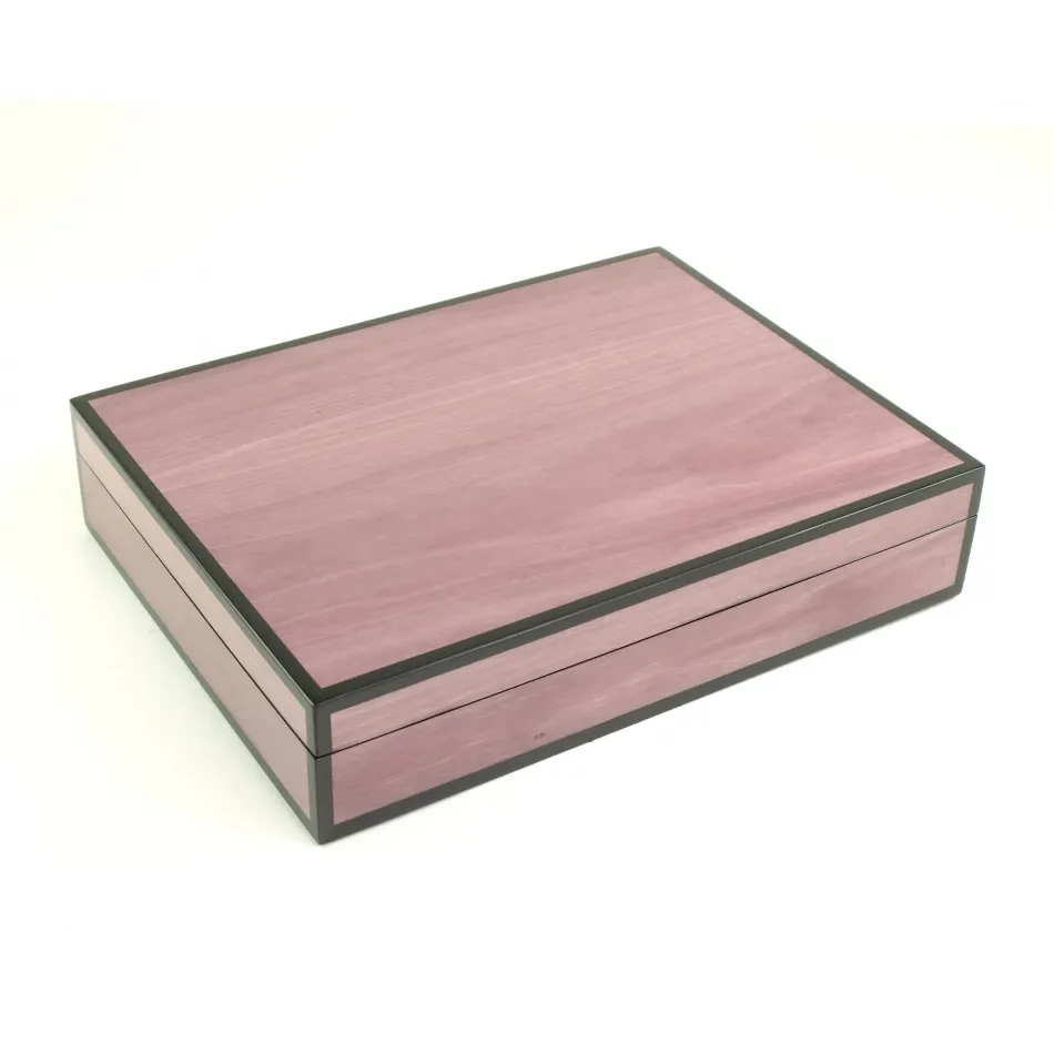 Lacquer Purple Tulipwood/Black Q-Tip Box 3.5" x 3.5" x 4"H