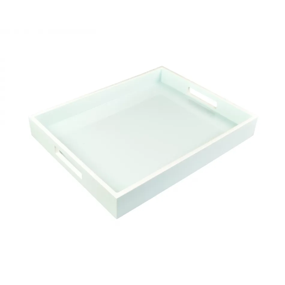 Lacquer Duck Egg Blue/White Reiko Tray 12" x 15" x 2"H