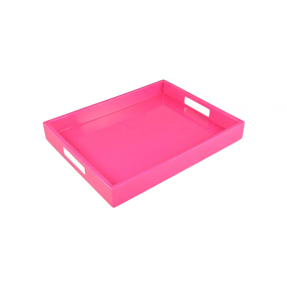 Lacquer Hot Pink Reiko Tray 12" x 15" x 2"H