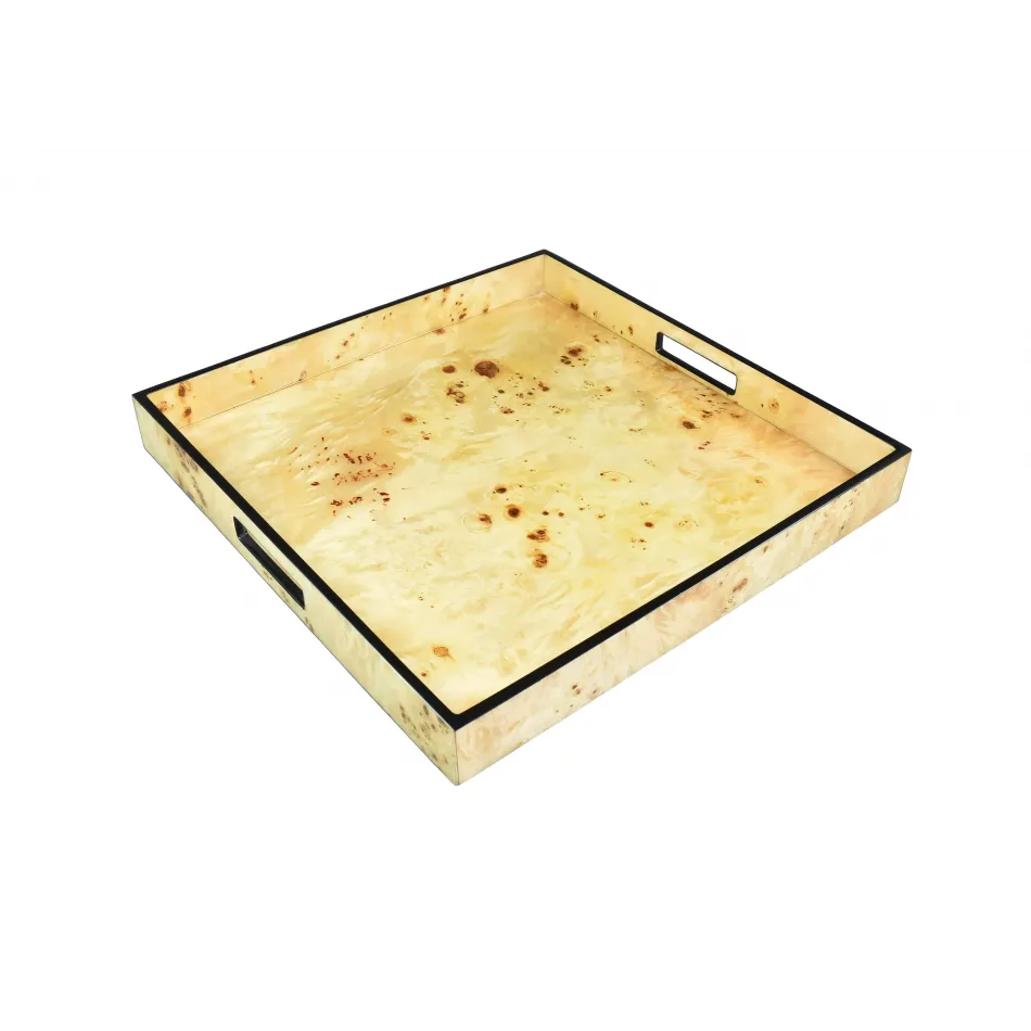 Lacquer Mappa Burl Medium Square Tray 16 x 16 x 2"H