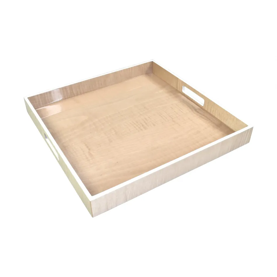 Lacquer Sycamore with Silver Dollar Trim Stationery Box 12.5" x 9.5" x 2.75"H