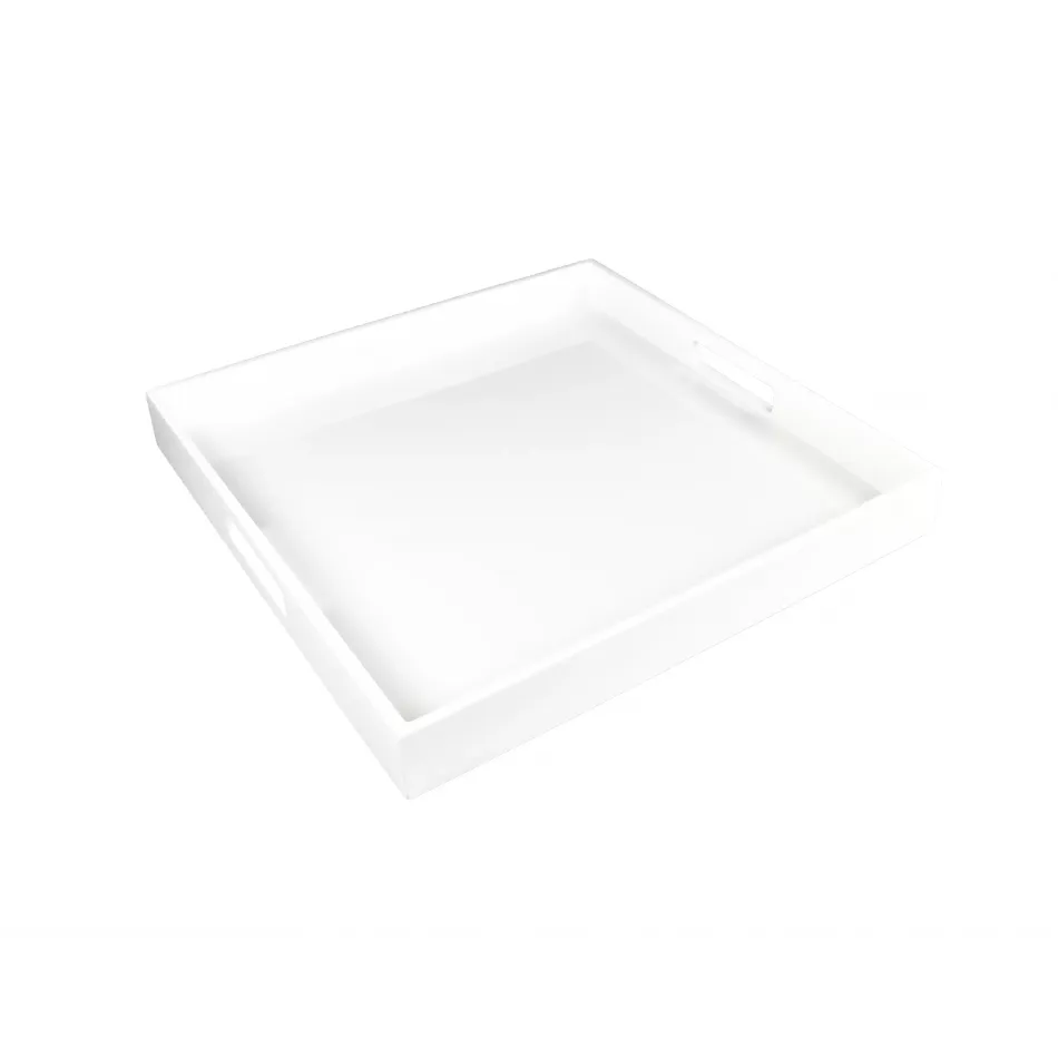 Lacquer White Square Tray 16" x 16" x 2"H