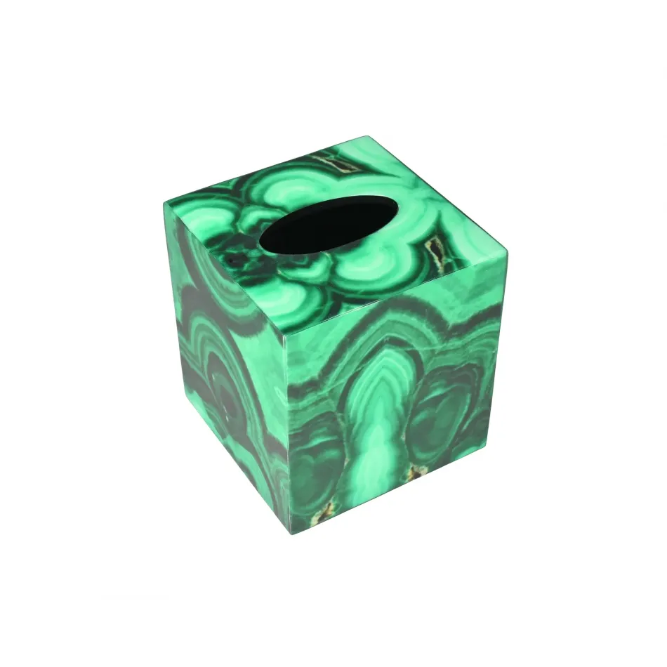 Lacquer Malachite Tissue Cover 5.25" Square