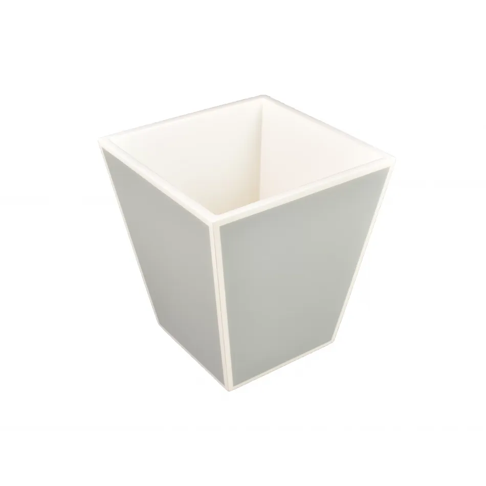 Lacquer Cool Gray/White Trim Waste Basket Square 9"L x 9"W x 10"H