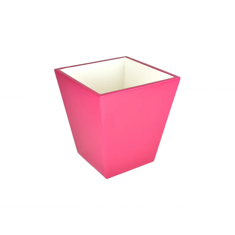 Lacquer Hot Pink Waste Basket 9" x 9" x 10"H