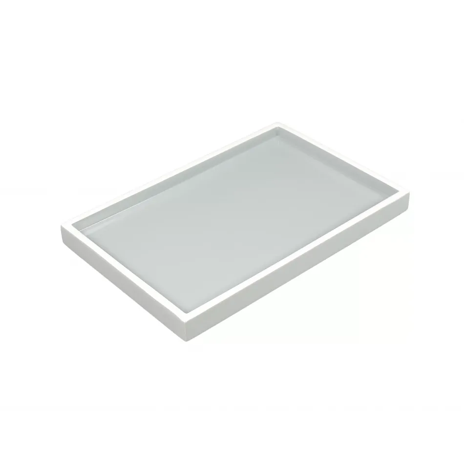 Lacquer Cool Gray/White Trim Vanity Tray 8" x 12" x 1.5"H