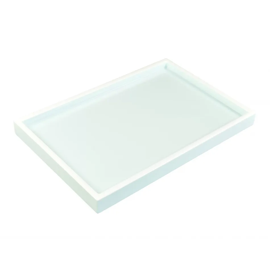 Lacquer Duck Egg Blue/White Vanity Tray 8" x 12" x 1.5"H