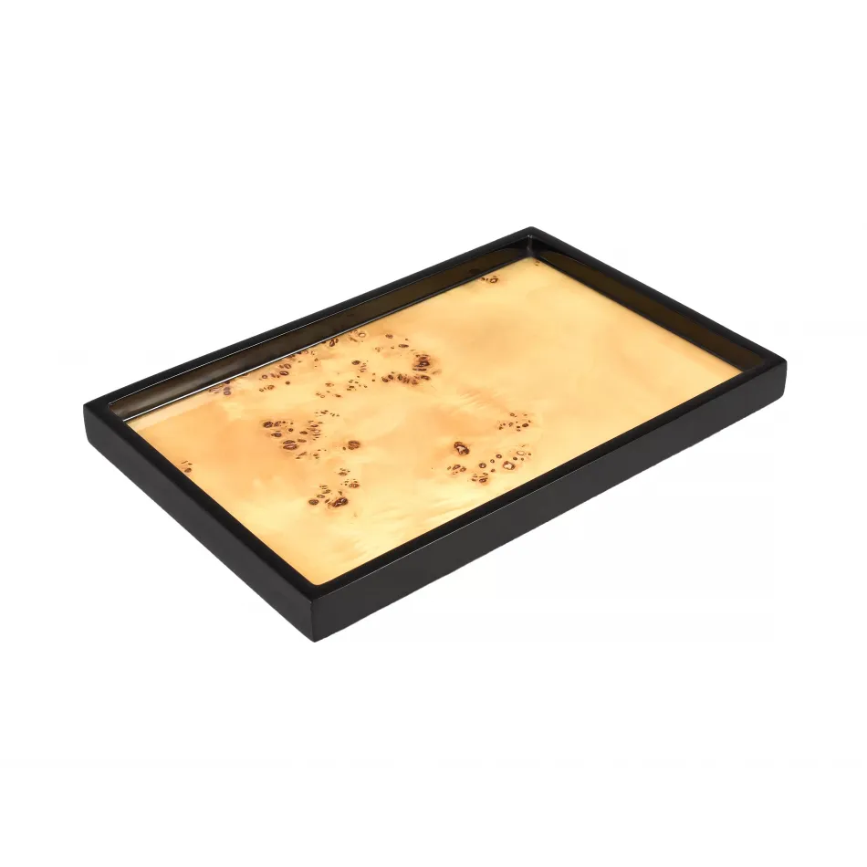 Lacquer Mappa Burl Vanity Tray 8" x 12" x 1.5"H