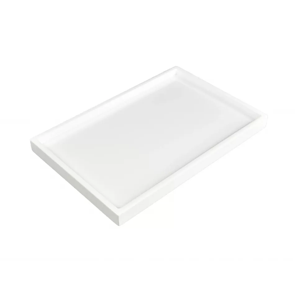 Lacquer White Vanity Tray 8" x 12" x 1.5"H