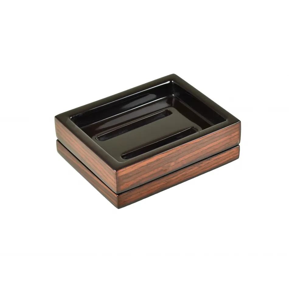 Lacquer Rosewood Brown Soap Dish 4"L x 5"W x 1.5"H