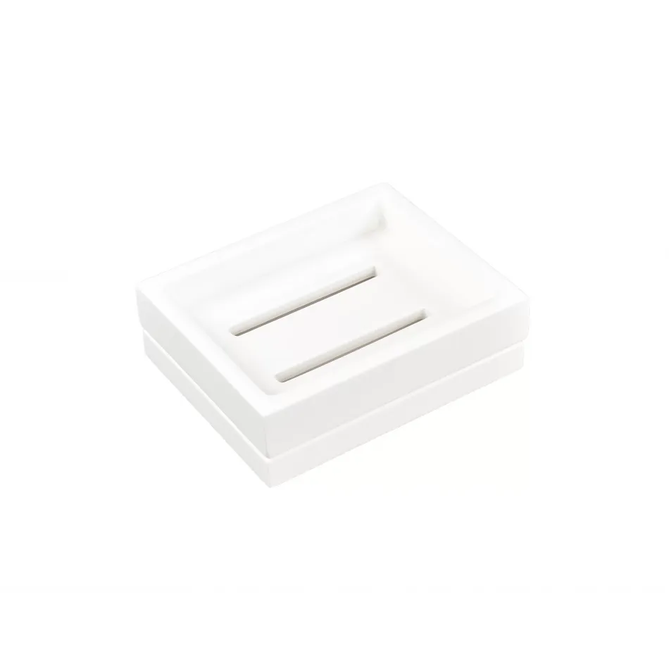 Lacquer White Soap Dish 5" x 4" x 1.5"H