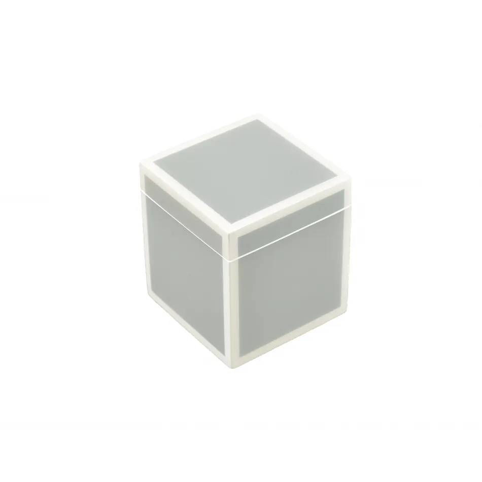 Lacquer Cool Gray/White Trim Q-Tip Box 3.5" x 3.5" x 4"H