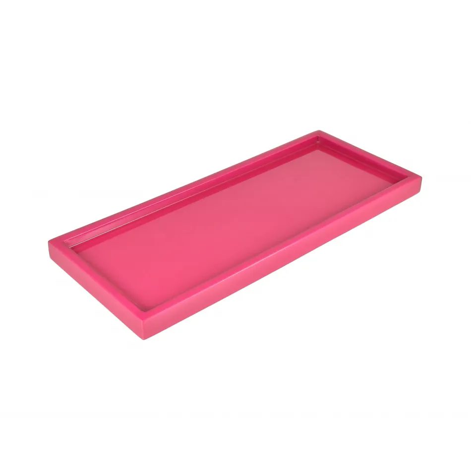 Lacquer Hot Pink Long Vanity Tray 7" x 17" x 1.5"H