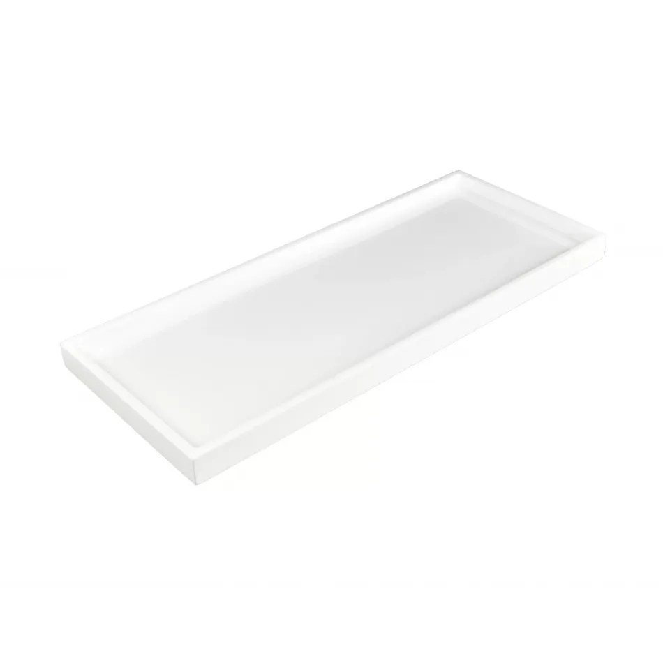 Lacquer White Long Vanity Tray 7" x 17" x 1.5"H