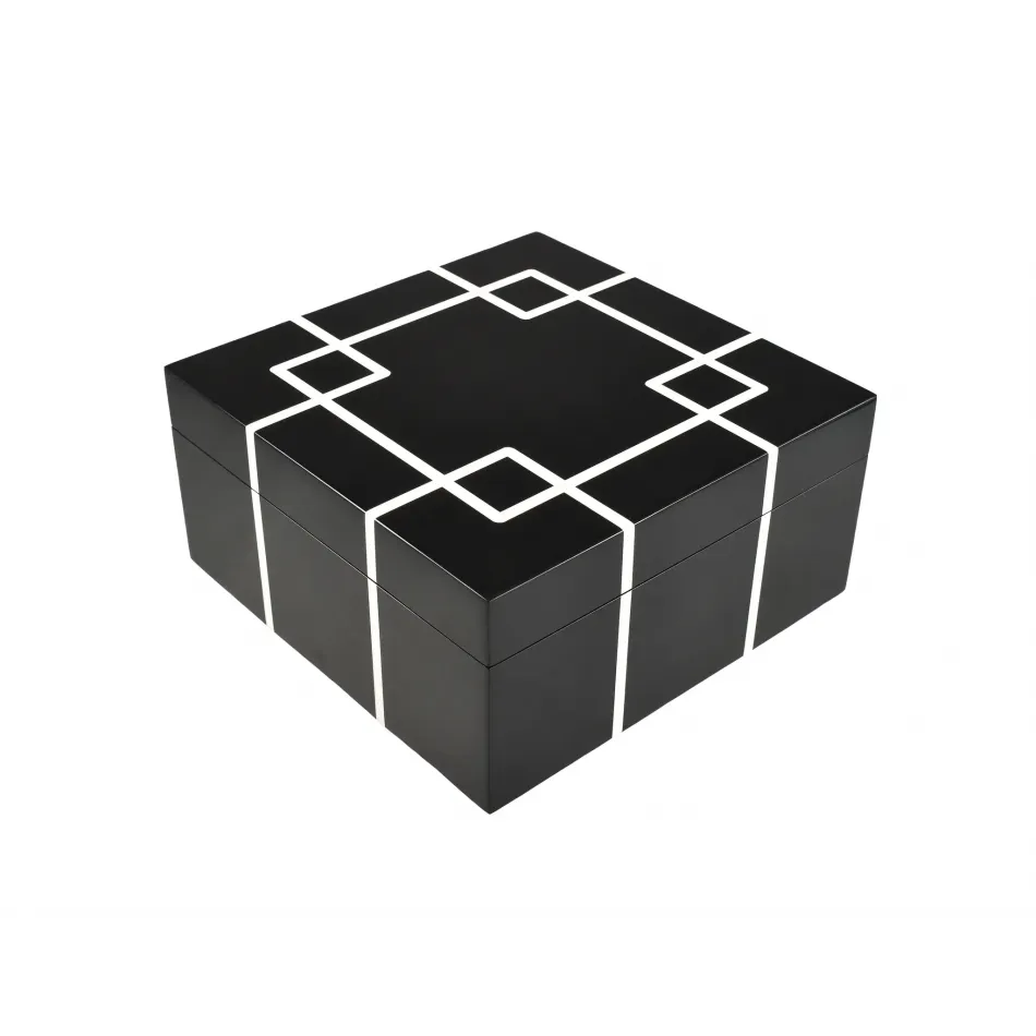 Lacquer Interlock Square Box 5" x 5" x 3"H