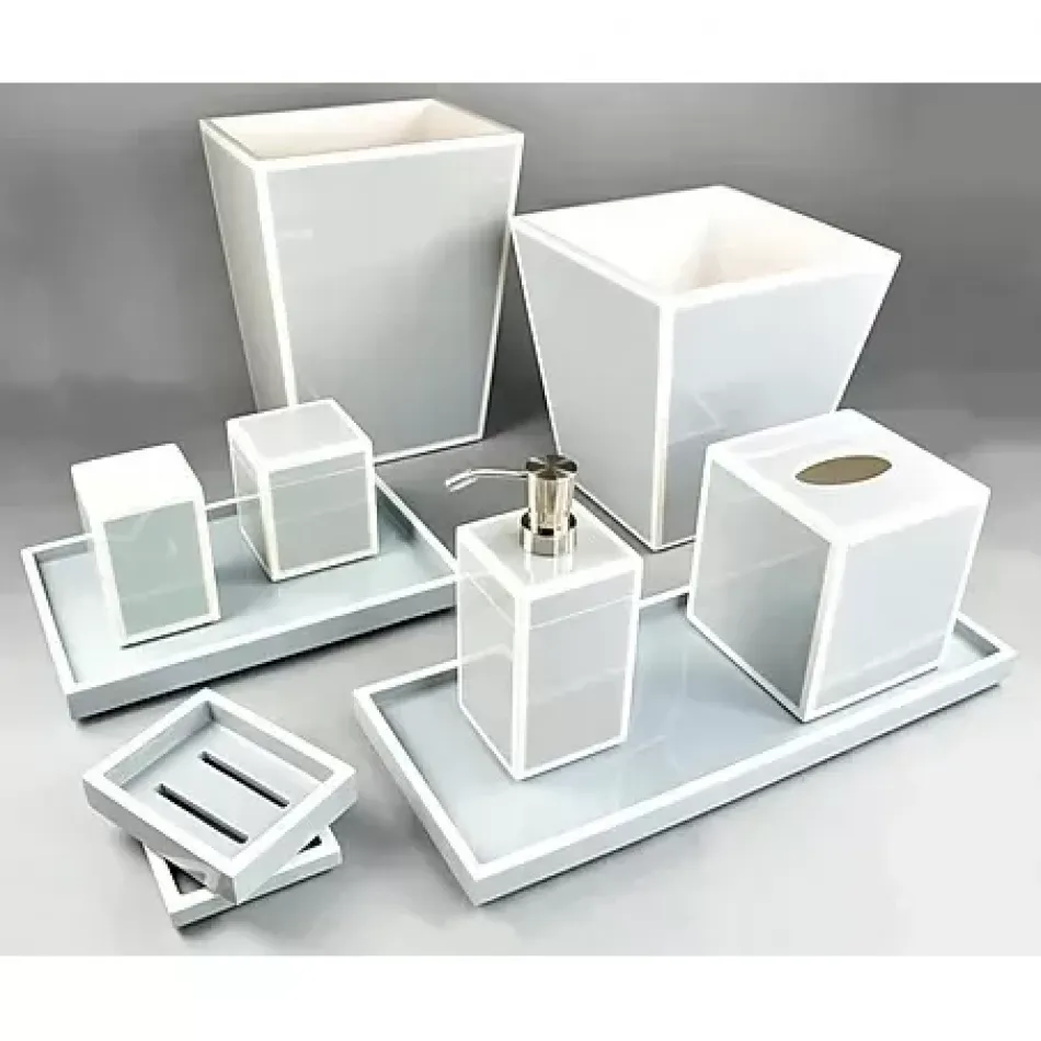 Lacquer Cool Gray/White Trim Square Box 5" x 5" x 3"H
