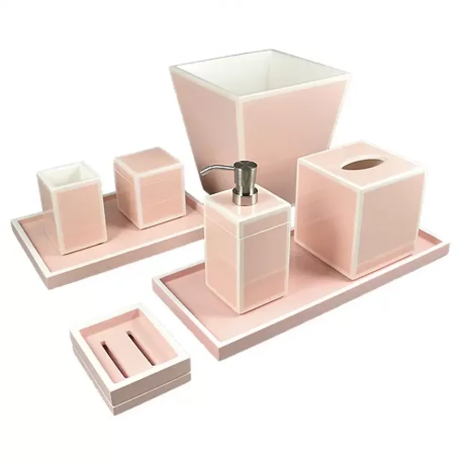 Lacquer Paris Pink/White Trim Playing Card Box 6.5" x 4.5" x 1.5"H