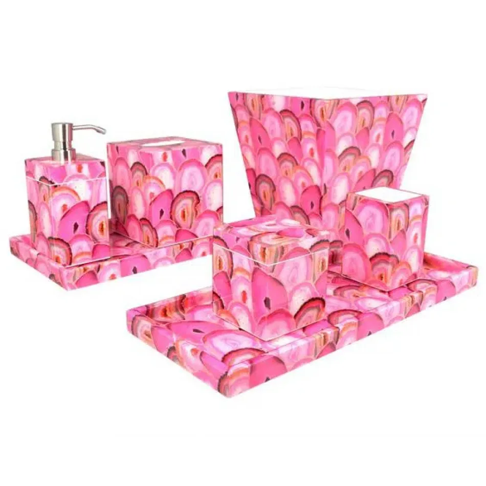 Lacquer Pink Agate Medium Box 8" x 6" x 3.5"H