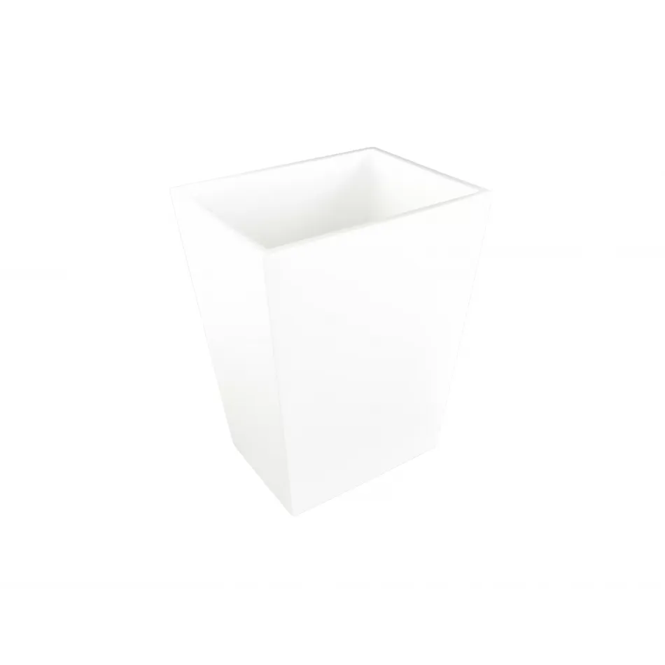 Lacquer White Waste Basket Rectangular 6"L x 9.5"W x 12"H