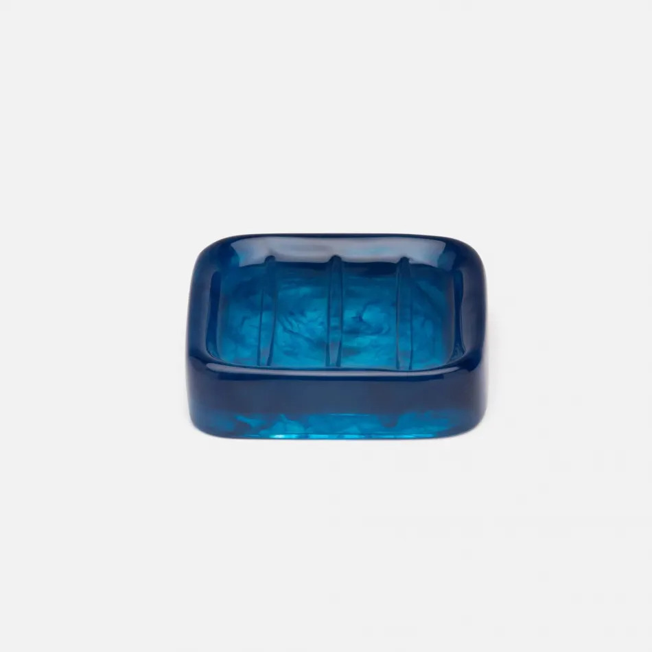 Abiko Cobalt Soap Dish W/ Rounded Edges Square Cast Resin