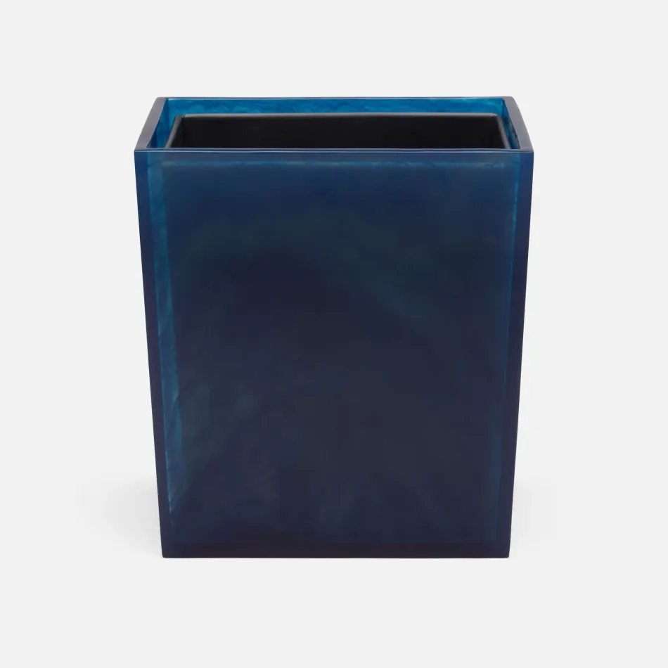 Abiko Cobalt Wastebasket Rectangular Tapered Cast Resin