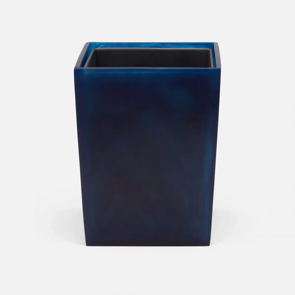 Abiko Cobalt Wastebasket Square Tapered Cast Resin