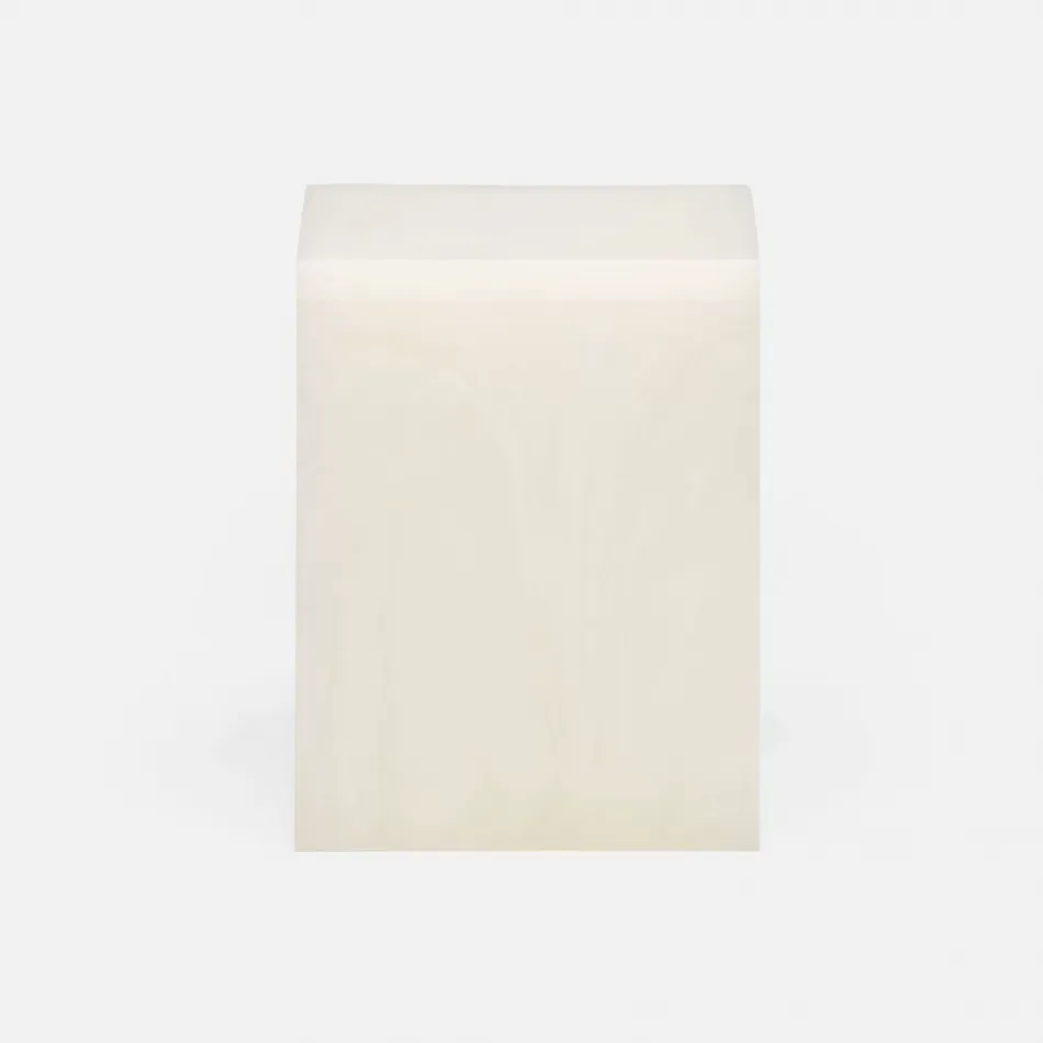 Abiko Pearl White Canister Small Square Straight Cast Resin