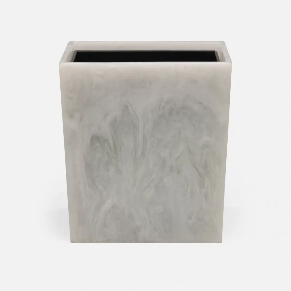 Abiko Pearl White Wastebasket Rectangular Tapered Cast Resin