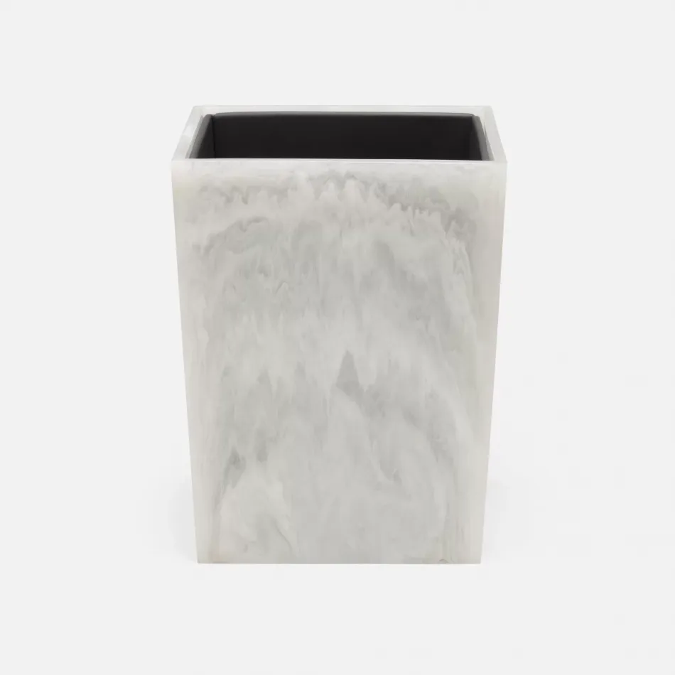 Abiko Pearl White Wastebasket Square Tapered Cast Resin